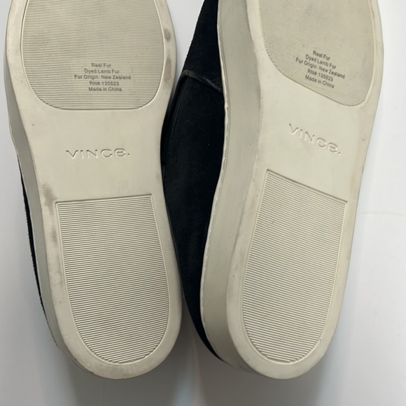 VINCE Black Fur Slides sz 7 NEW - Picture 5 of 6
